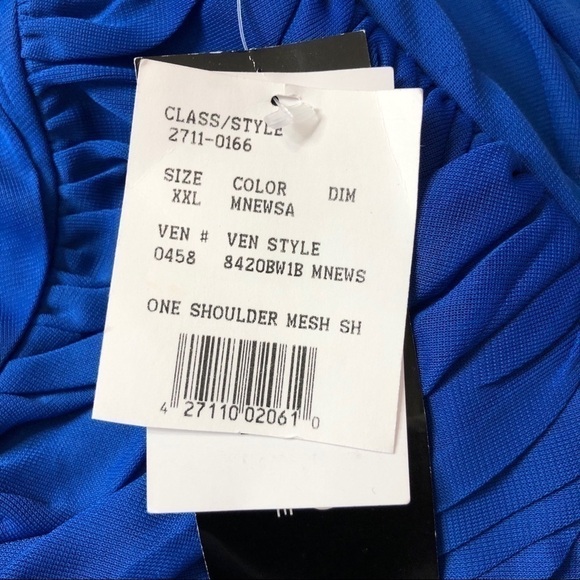 NWT DAVID’S BRIDAL Blue Beaded Flower One-Shoulder High-Low Dress Size XXL (18) - Picture 10 of 11